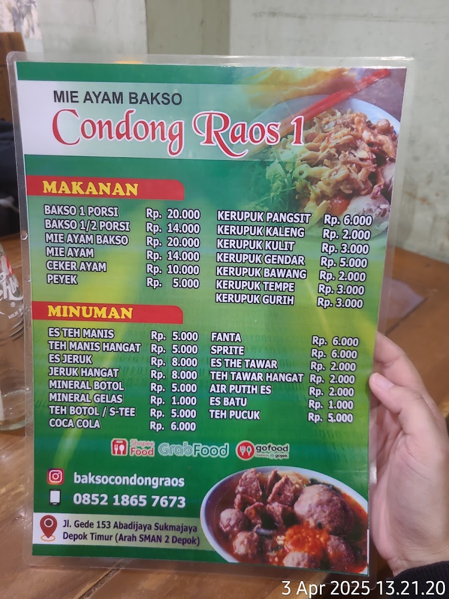 Pondok Bakso Condong Raos Menu - Image 3